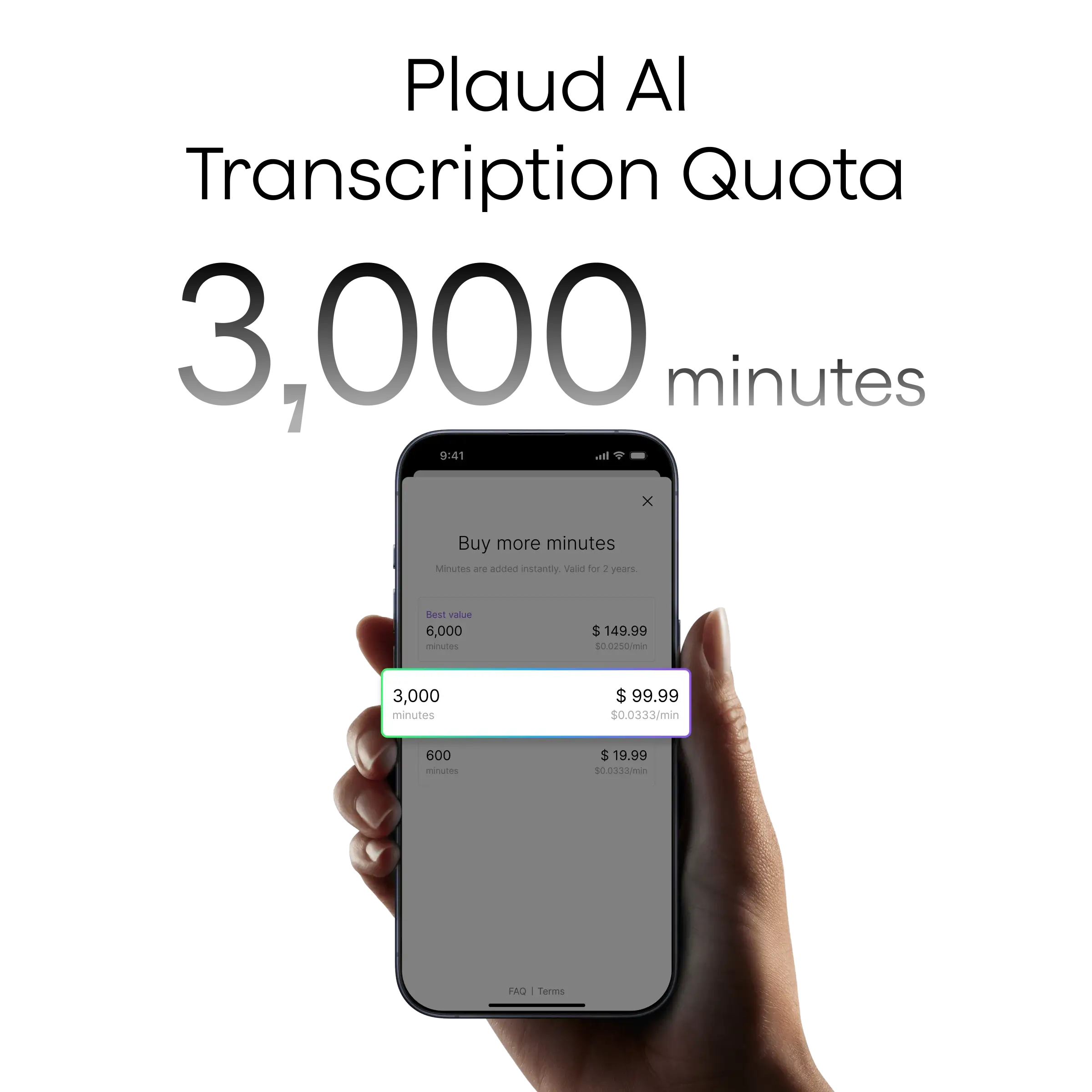 Plaud AI Transcription Quota (3,000 mins)