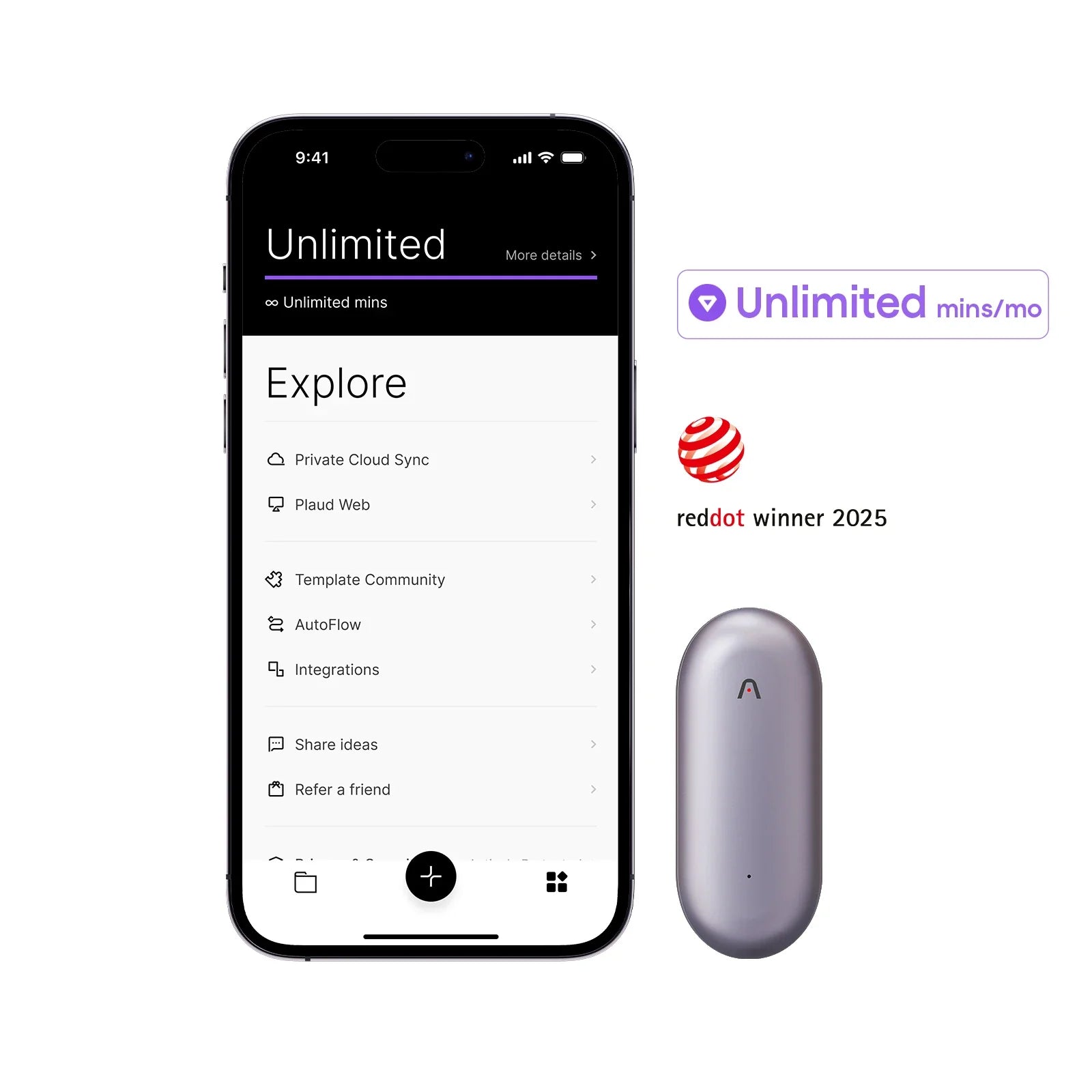 Plaud NotePin & AI Annual Unlimited Plan