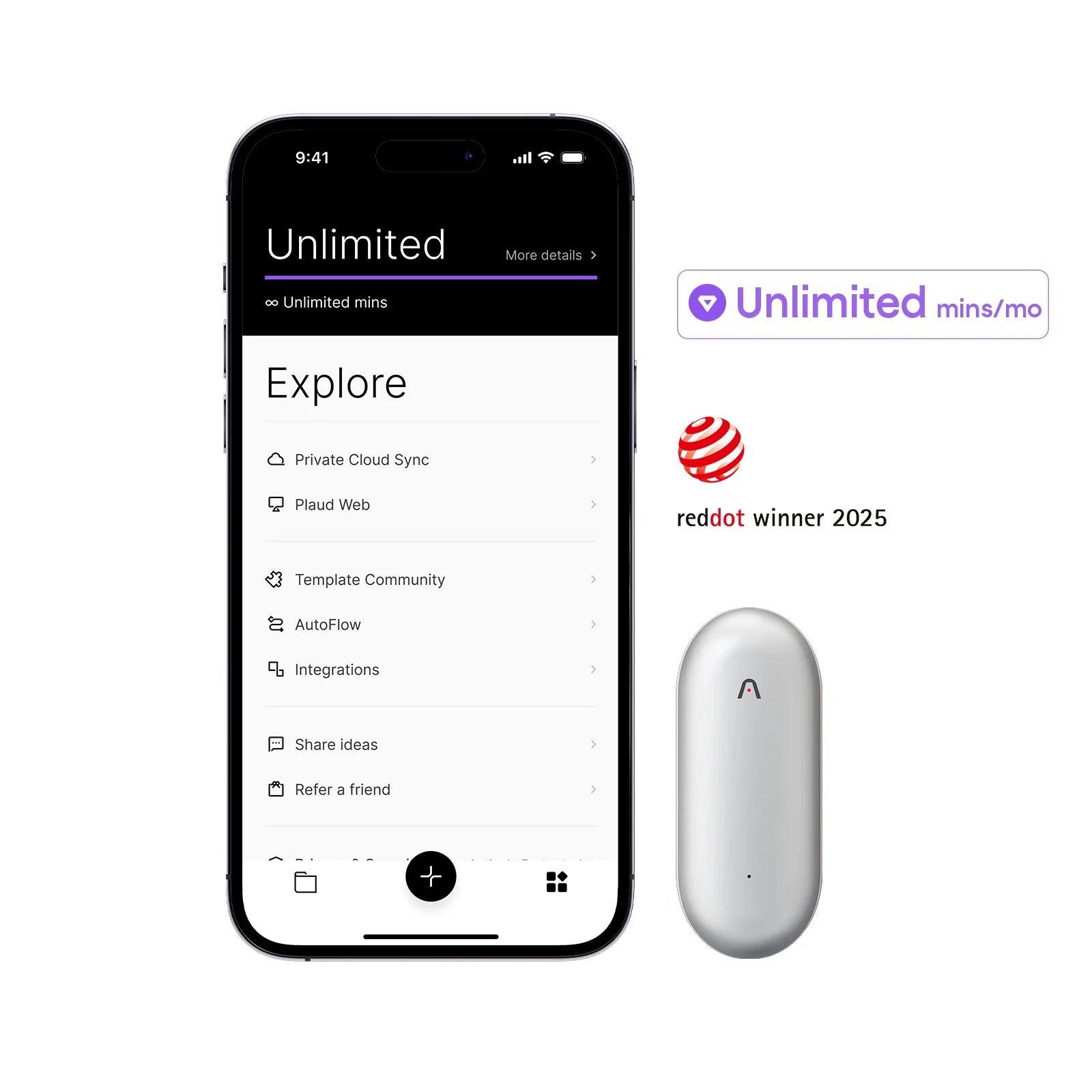 Plaud NotePin & AI Annual Unlimited Plan
