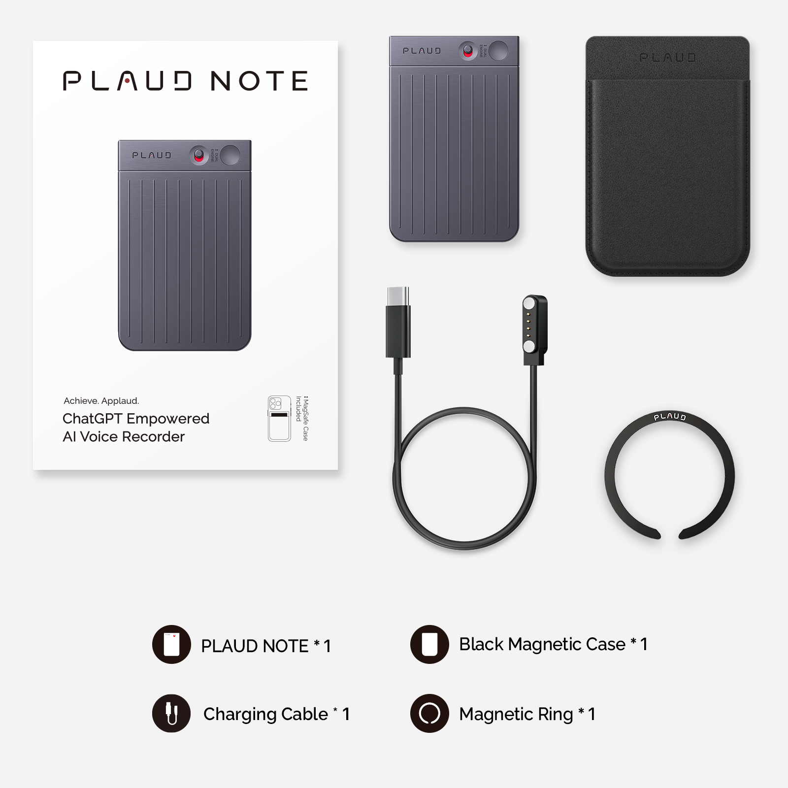 Save 20% on PLAUD NOTE: ChatGPT Empowered AI Voice Recorder (Black Magnetic Case Included)