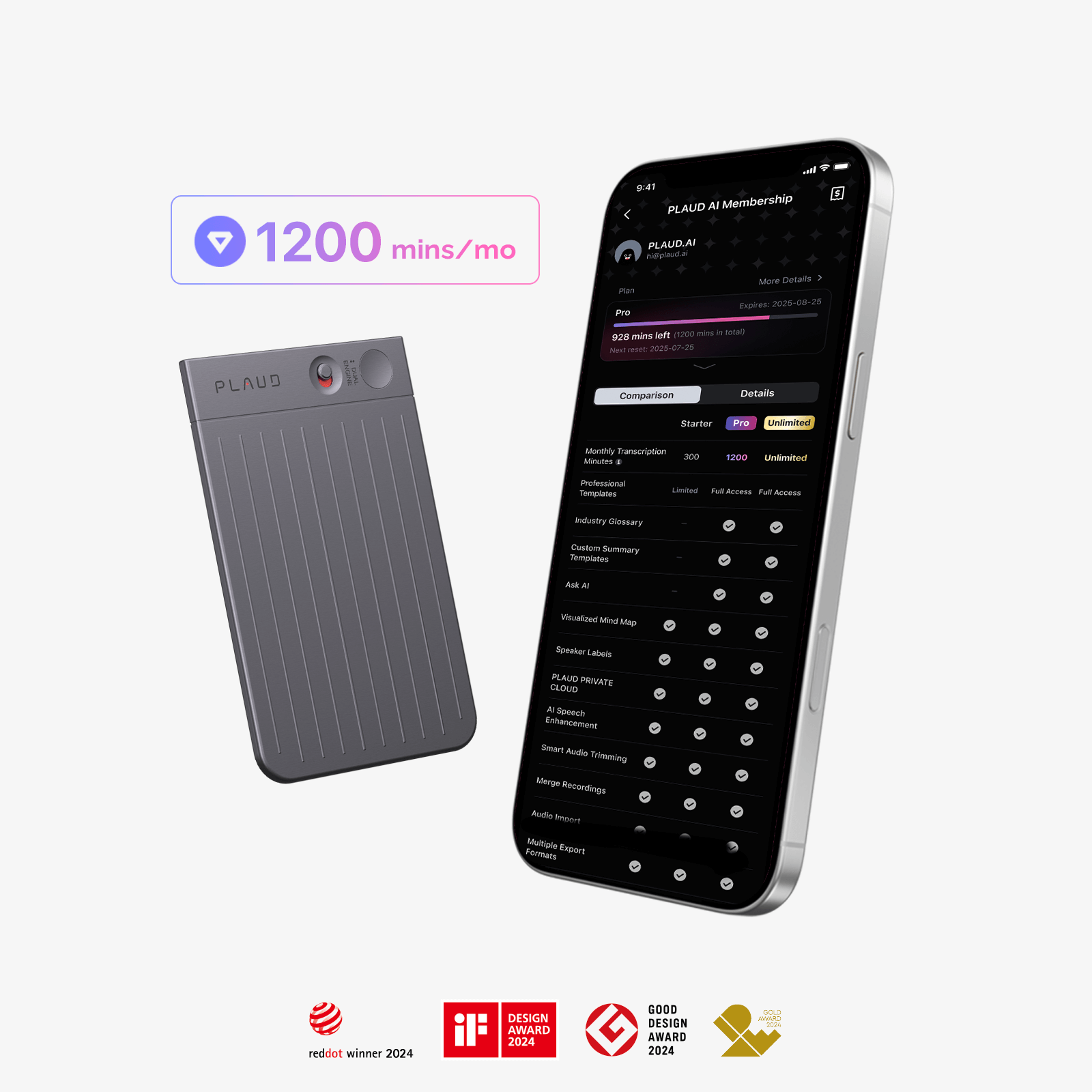 PLAUD NOTE & AI Annual Pro Plan