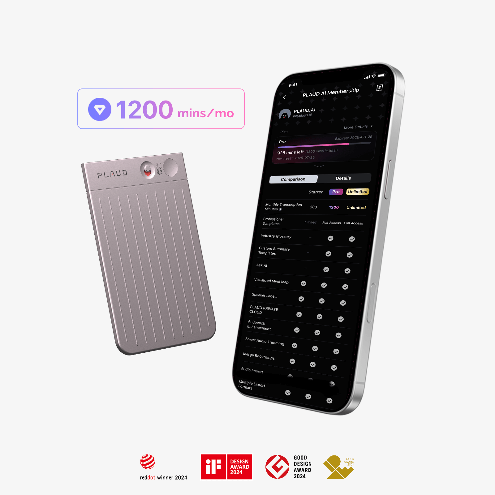 PLAUD NOTE & AI Annual Pro Plan