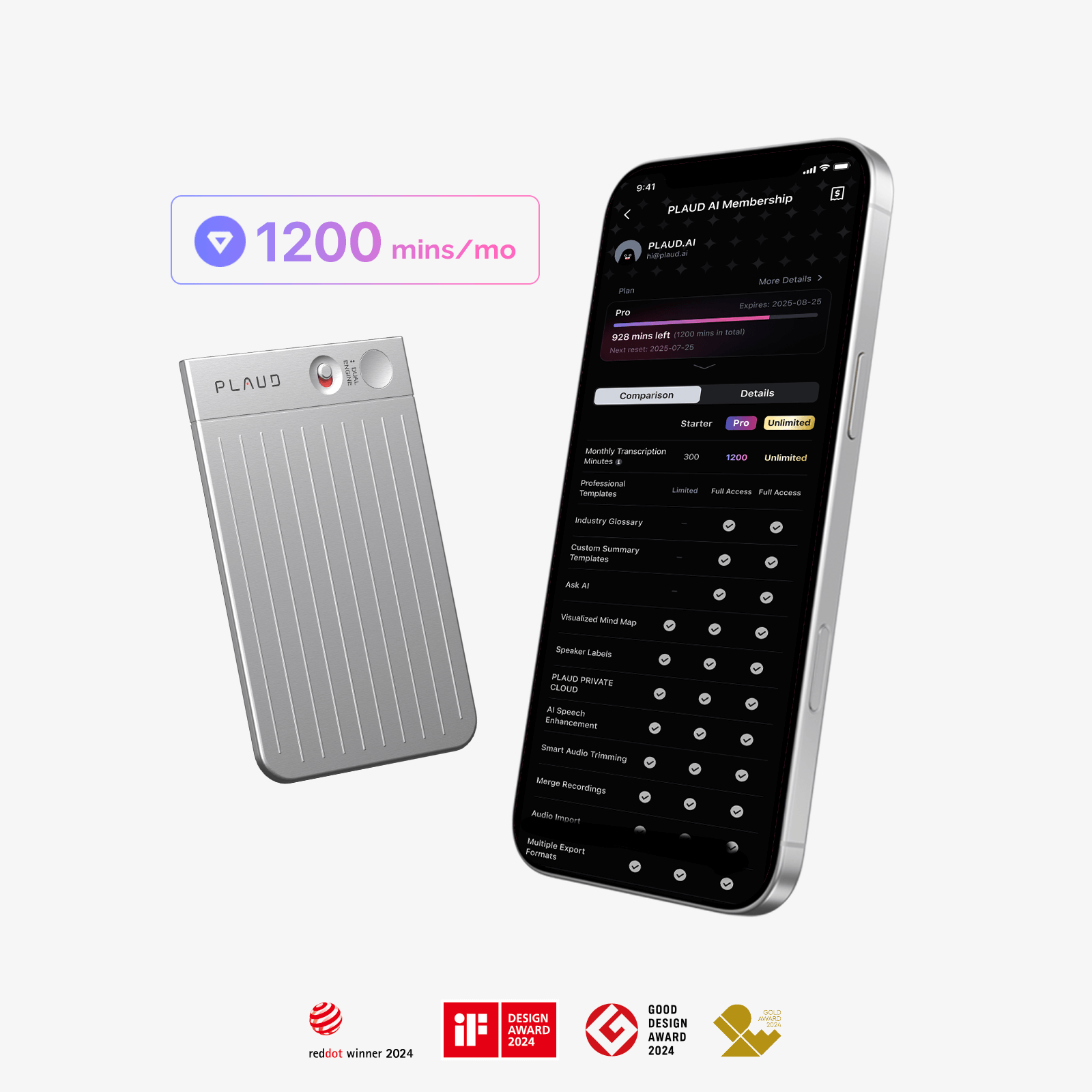 PLAUD NOTE & AI Annual Pro Plan