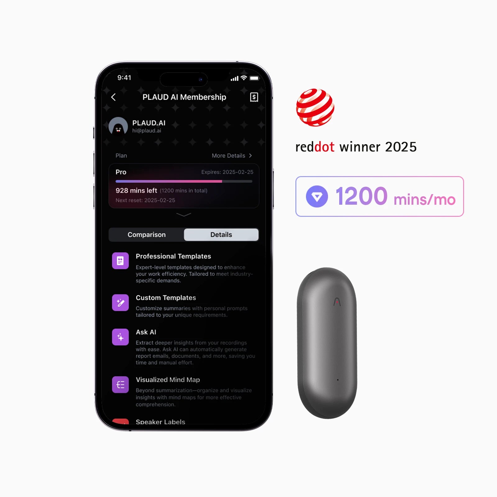 Plaud NotePin & AI Annual Pro Plan