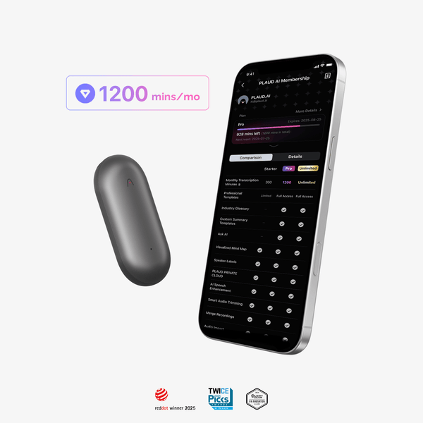 PLAUD NotePin & AI Annual Pro Plan
