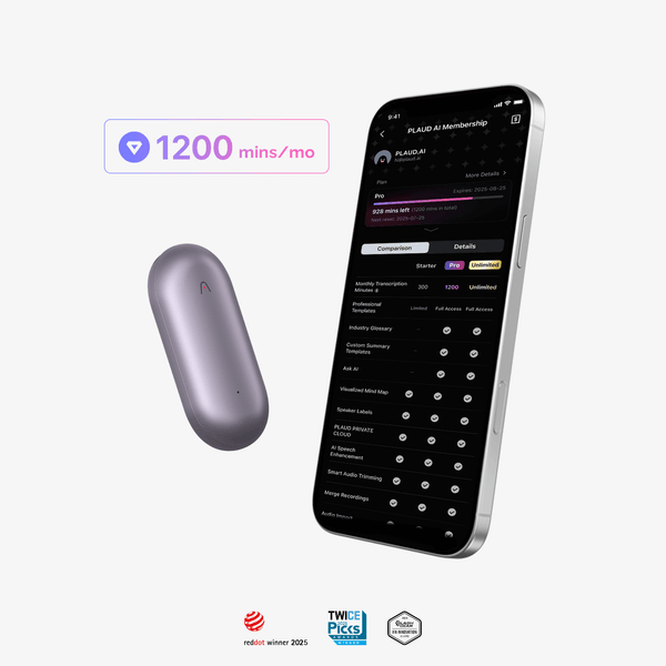 PLAUD NotePin & AI Annual Pro Plan
