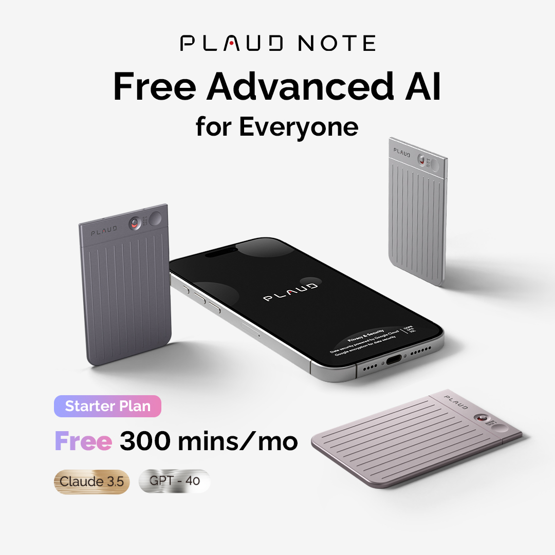 PLAUD NOTE: ChatGPT Empowered AI Voice Recorder (Black Magnetic Case Included)